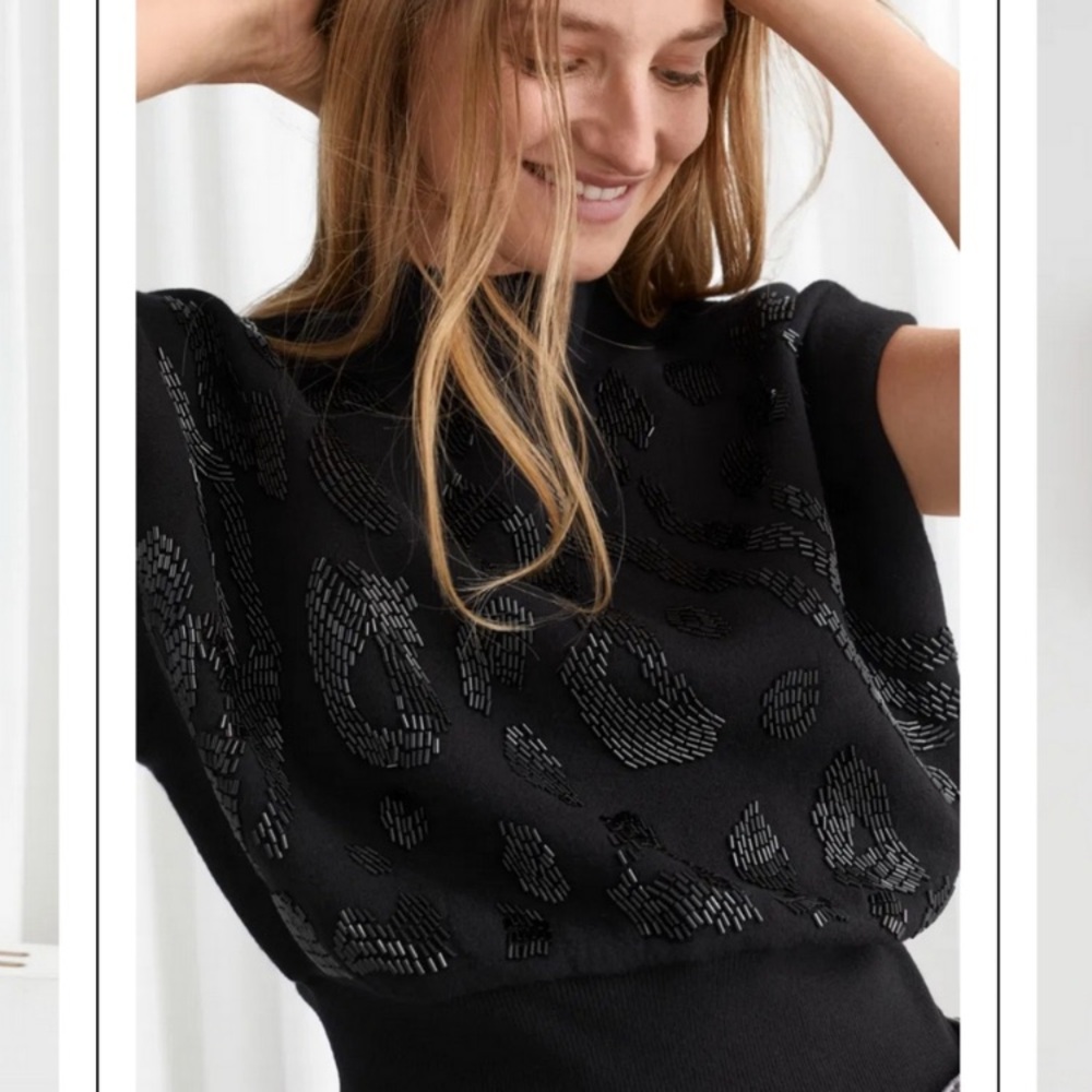 Stockholm Atelier & Other Stories Black Sleeveless Sculptural Knit Top New Sz M